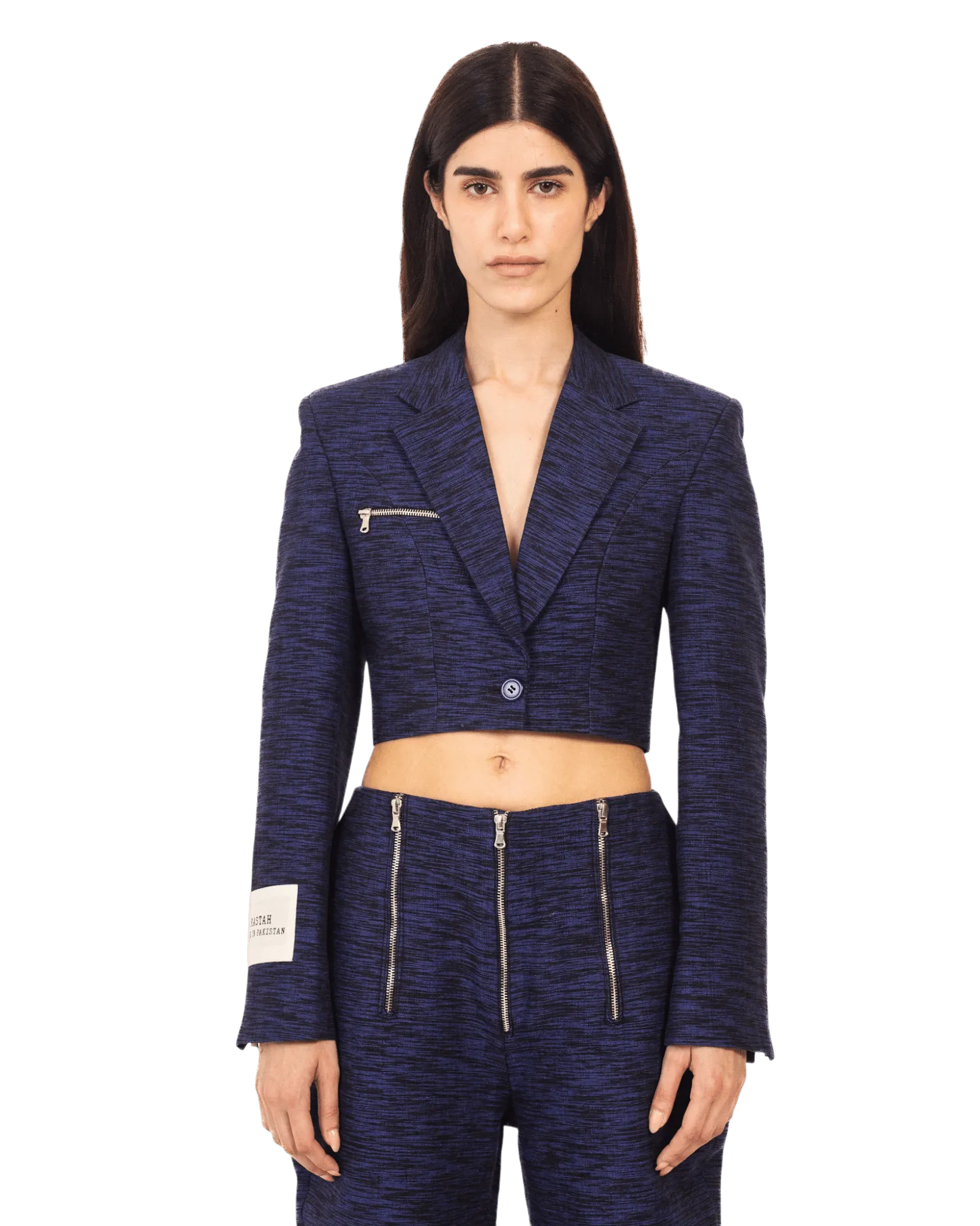 KHADDAR BLUE CROP BLAZER