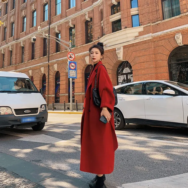 Korean Elegant Woolen Long Coat