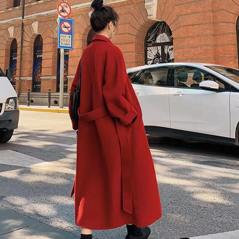 Korean Elegant Woolen Long Coat
