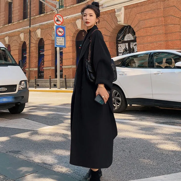 Korean Elegant Woolen Long Coat