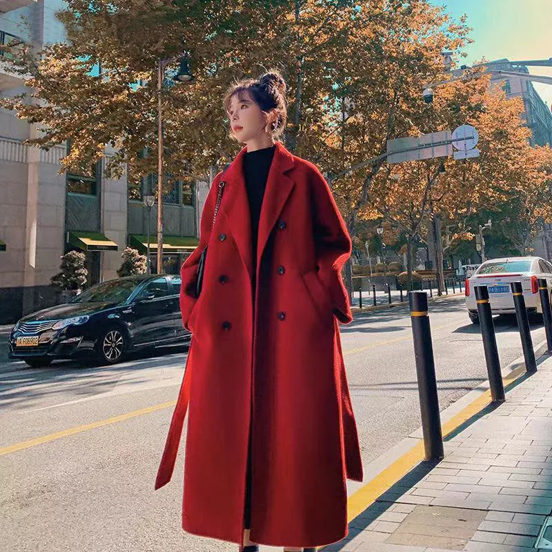 Korean Elegant Woolen Long Coat