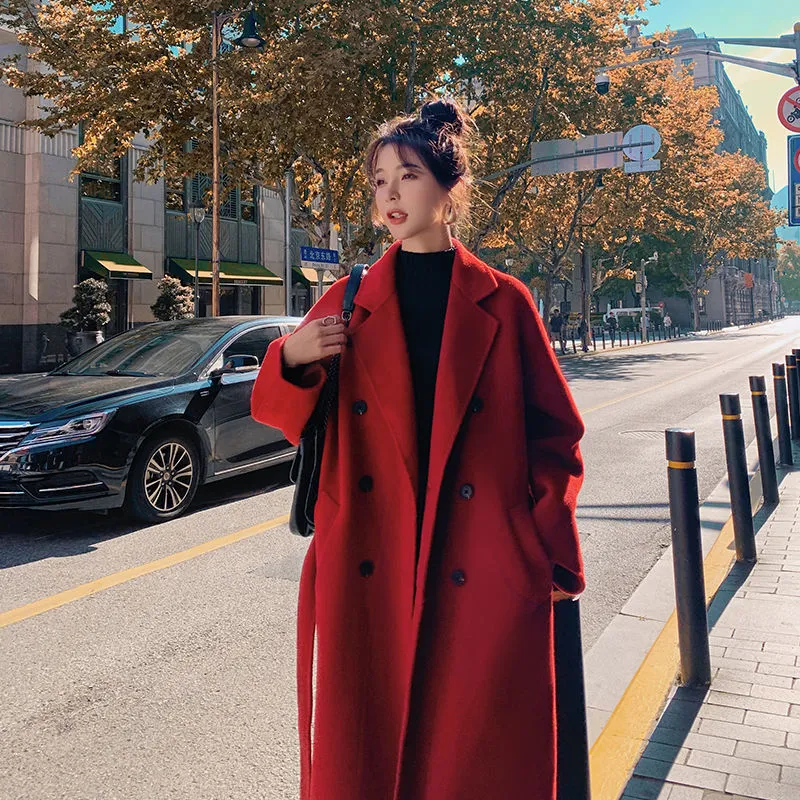 Korean Elegant Woolen Long Coat