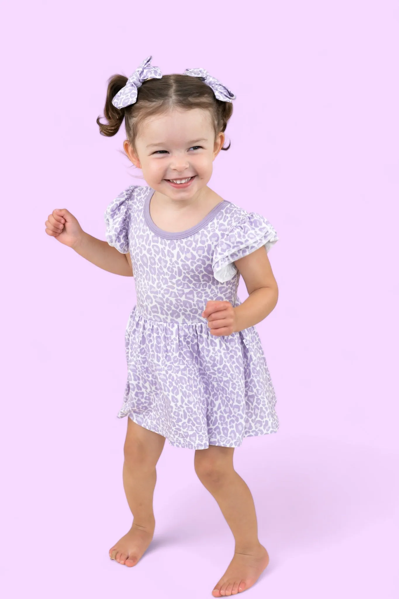 LAVENDER LEOPARD DREAM CAP SLEEVE BODYSUIT DRESS
