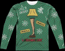 Leg Lamp Faux Ugly Sweater Christmas Story Long Sleeve Tee