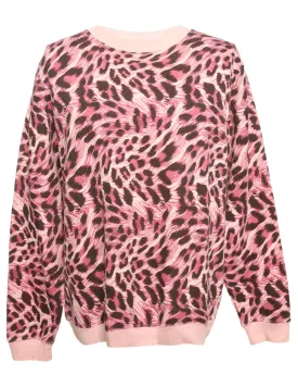 Leopard Print Purple Sweatshirt - M