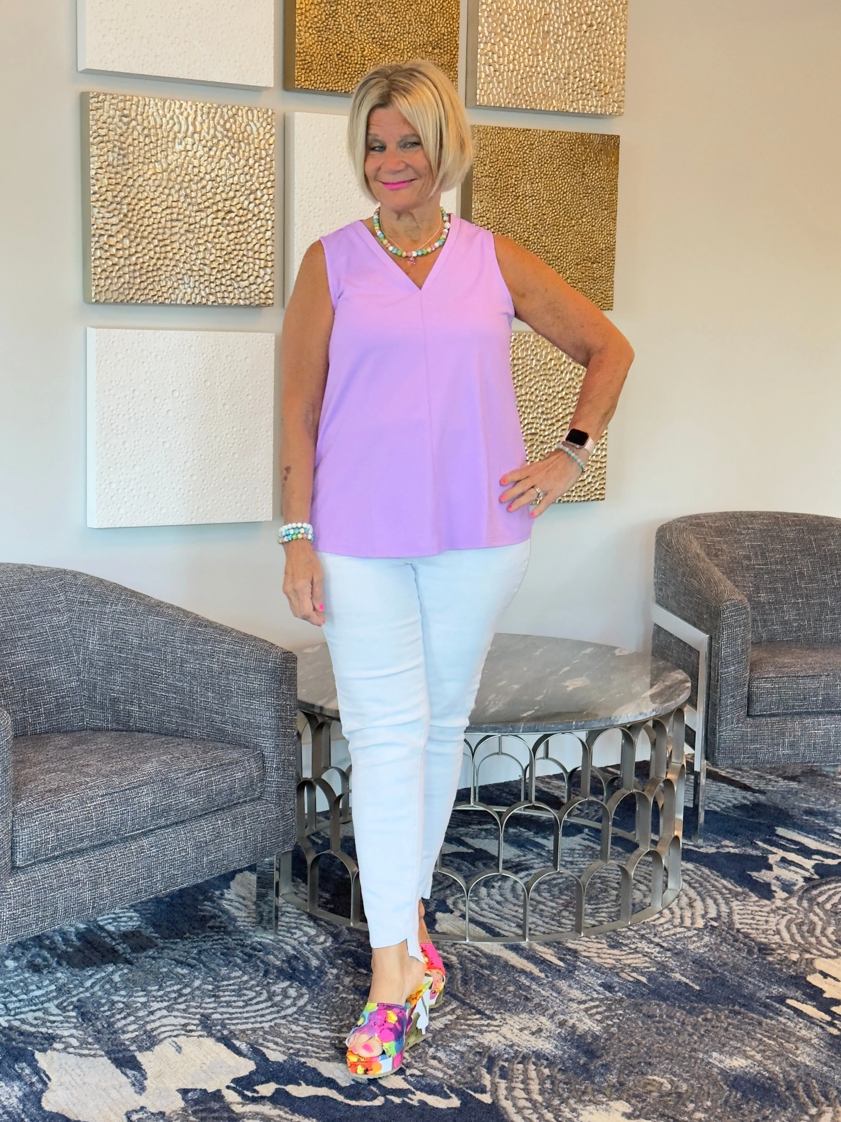 LILAC TAILORED V NECK