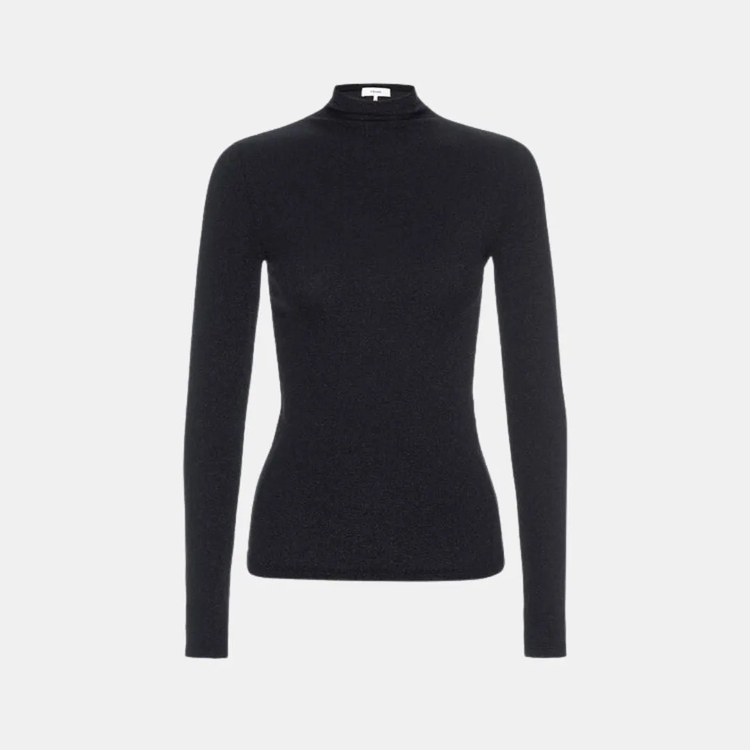 Lurex Turtleneck Top (Black)