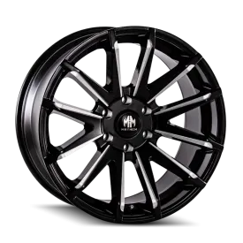 Mayhem Crossfire 8109 Series Gloss Black Wheels with Dark Clearcoated Milled Accents 8109-22950BM25