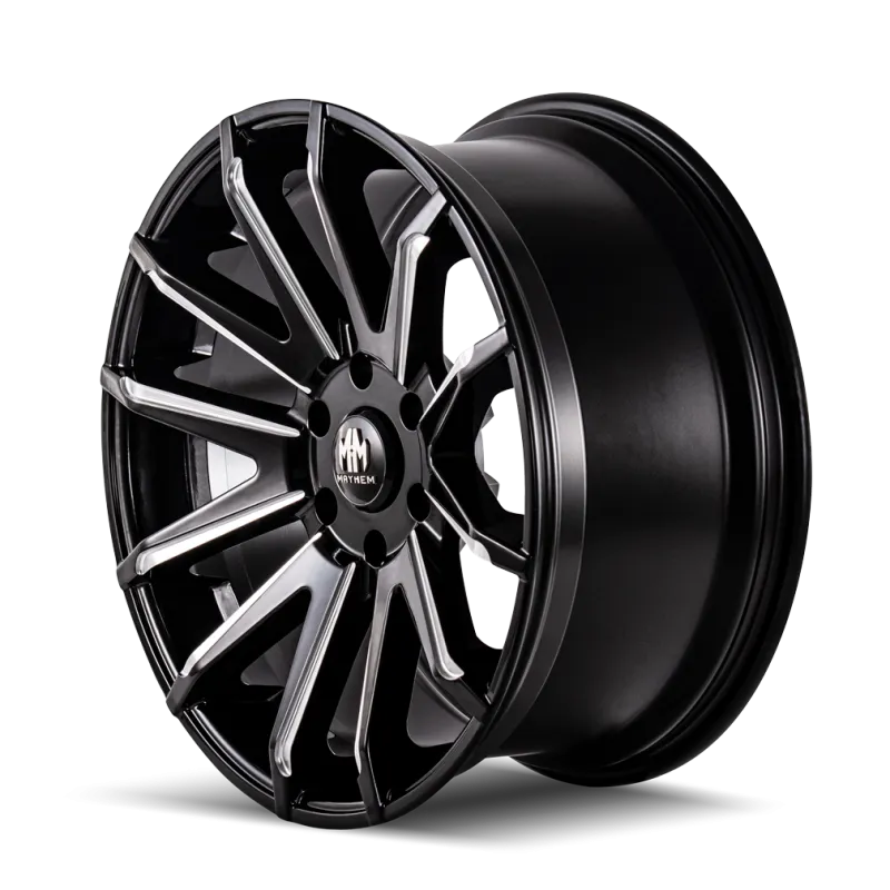 Mayhem Crossfire 8109 Series Gloss Black Wheels with Dark Clearcoated Milled Accents 8109-22950BM25
