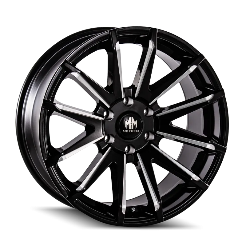 Mayhem Crossfire 8109 Series Gloss Black Wheels with Dark Clearcoated Milled Accents 8109-22950BM25