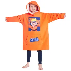 Naruto Fleece Hoodie Blanket for Boys and Teenagers - Orange