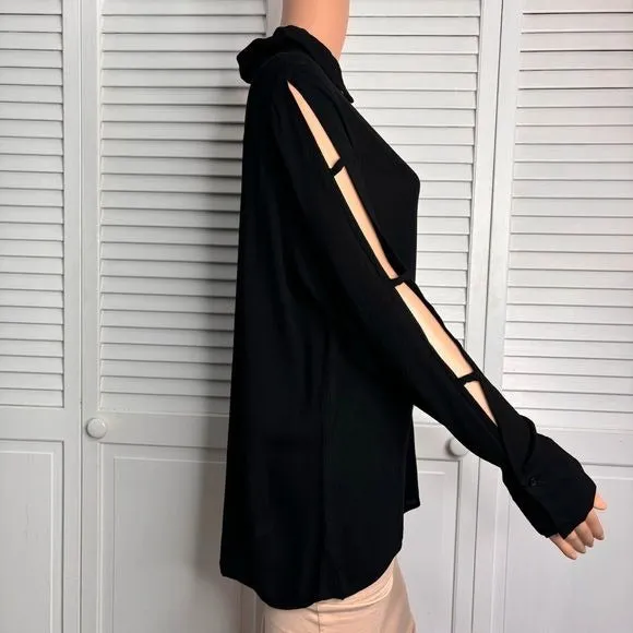 *NEW* MICHAEL LAUREN Black Nobel Button Down Blouse Size M