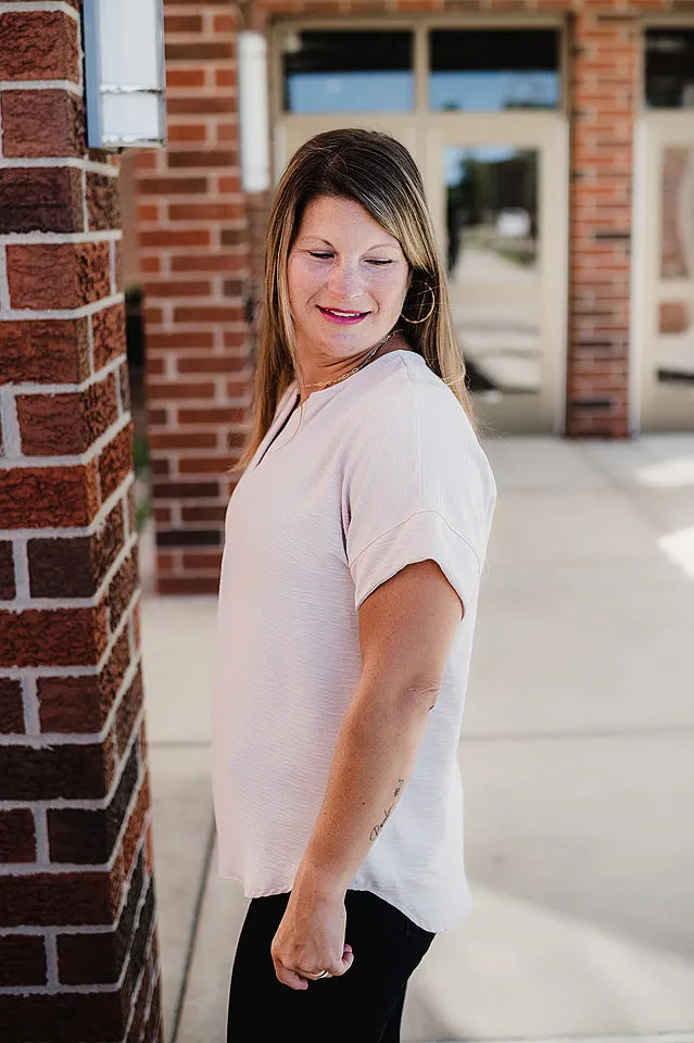 Notched Flowy Blouse