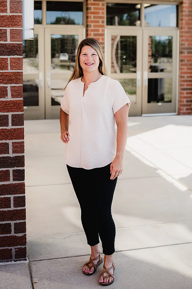 Notched Flowy Blouse