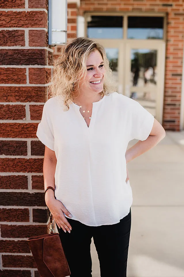 Notched Flowy Blouse