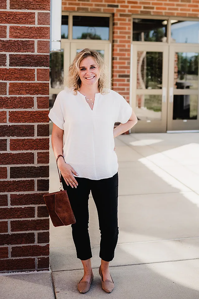 Notched Flowy Blouse