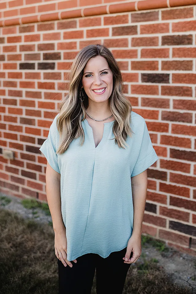 Notched Flowy Blouse