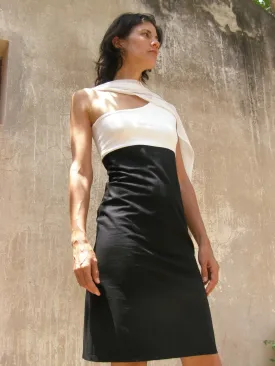 One Shoulder  Dress with a Scarf