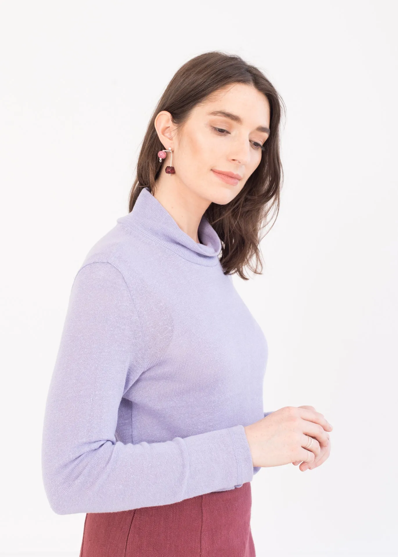 Park – Loose fit turtleneck sweater in Lavender - 100% true hemp / 100 % Hanf