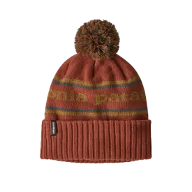Patagonia Powder Town Beanie Park Stripe Knit: Spanish Red