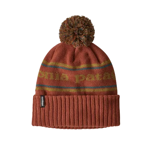 Patagonia Powder Town Beanie Park Stripe Knit: Spanish Red