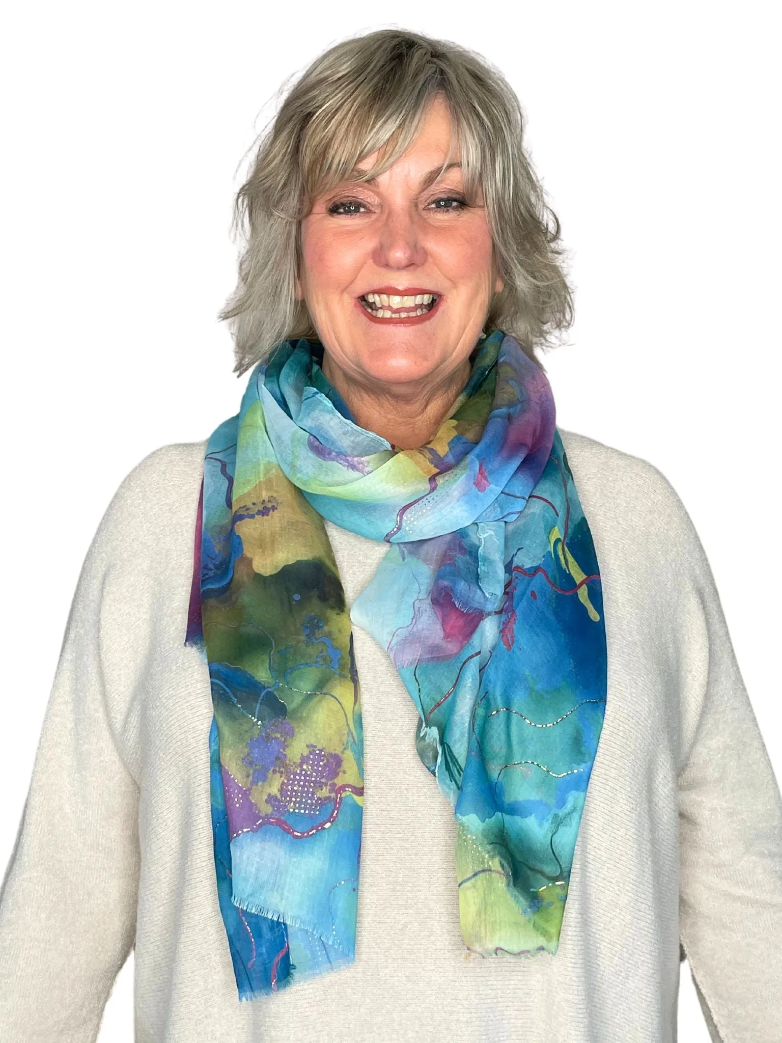 Polly Paint Spill Marbled Scarf