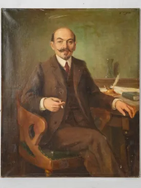Portrait of a Man Smoking, circa 1920, signed A. Vignaud 28¾ x 23¾"