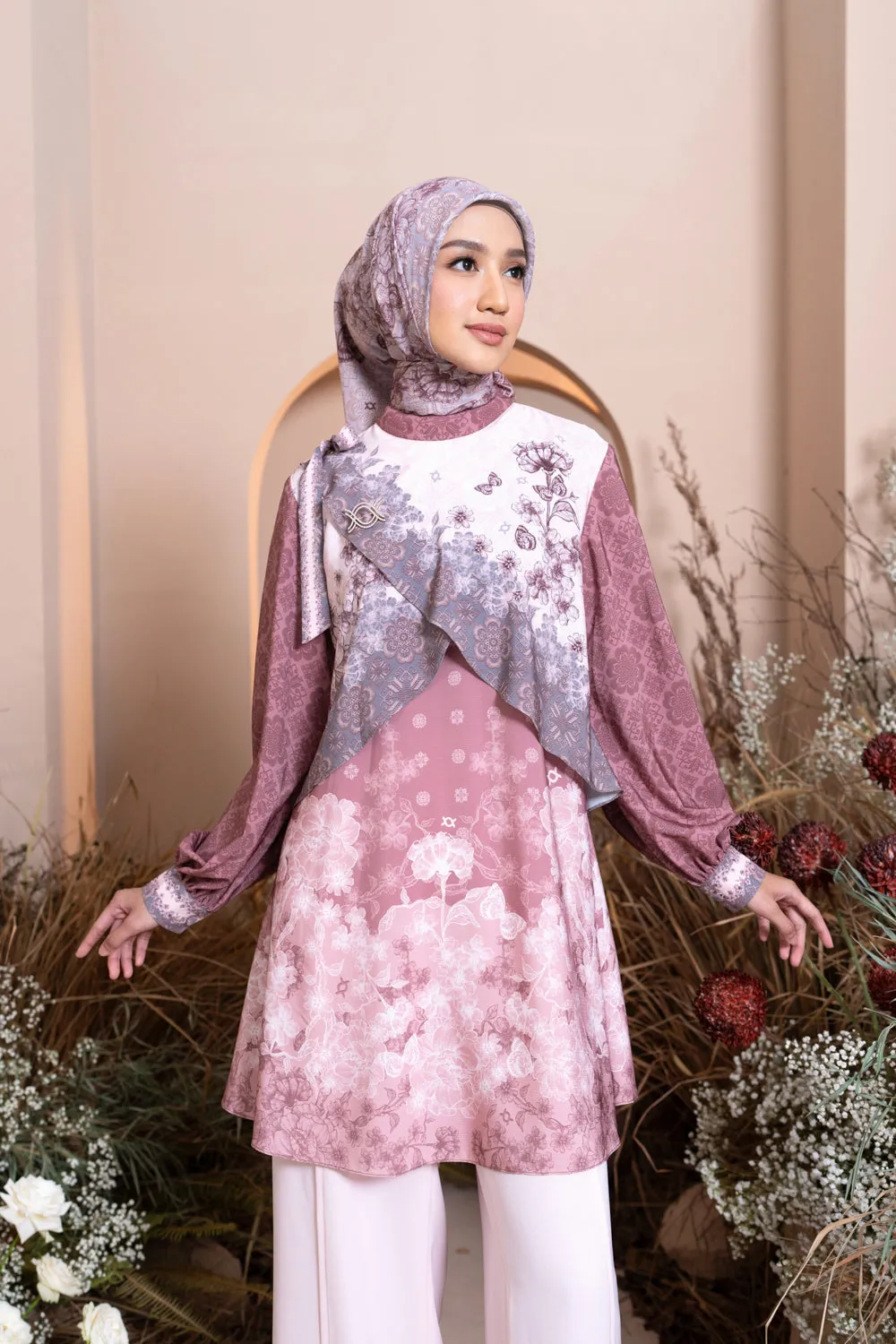 Pre Order - Medinela Tunic Pink Scallop