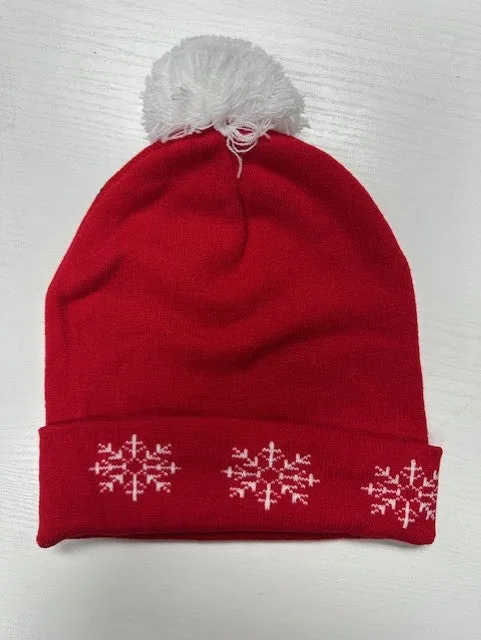 "Baby It's Cold Outside" Snowman Pom-Pom Snowflake Beanie