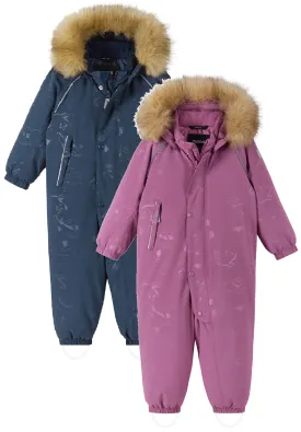 REIMA TEC Winteroverall/Skianzug <br> Aapua <br>Gr. 74 bis 92<br>echte Daunen-Füllung, extra warm<br> Po-Bereich extra dick isoliert<br> auch ohne Kunst-Pelz tragbar<br> abnehmbare Fuss-Schlaufen<br> WS >12'000 mm