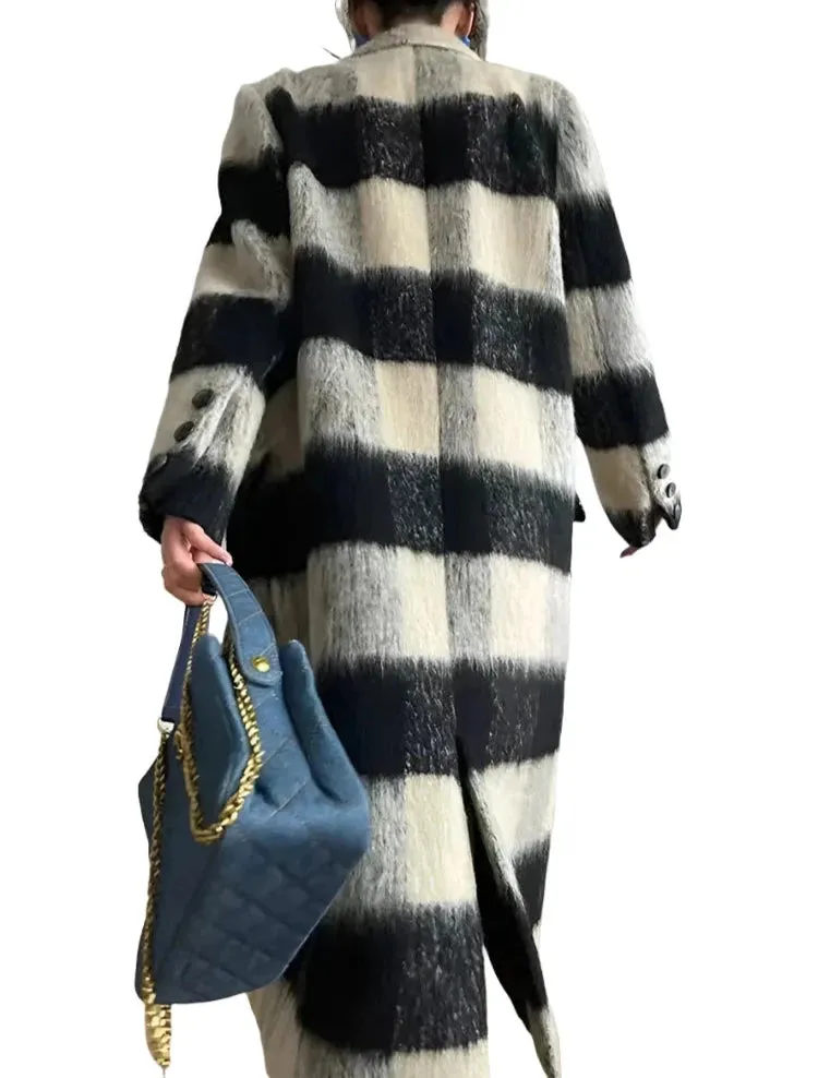 Retro Plaid Wool Coat