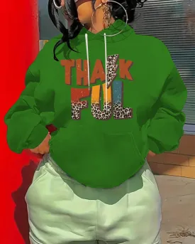 Retro Thanksgiving Thankful Long-sleeved Hoodie