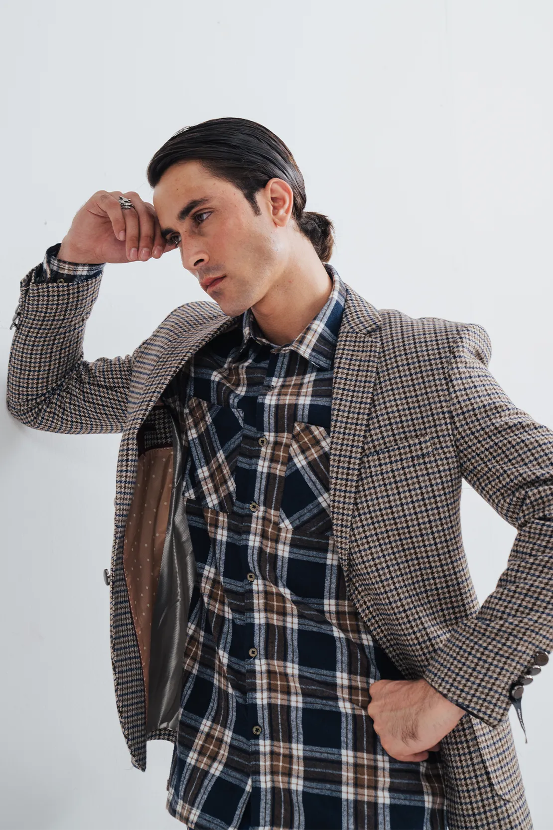 Riversland Check Pattern Casual Coat
