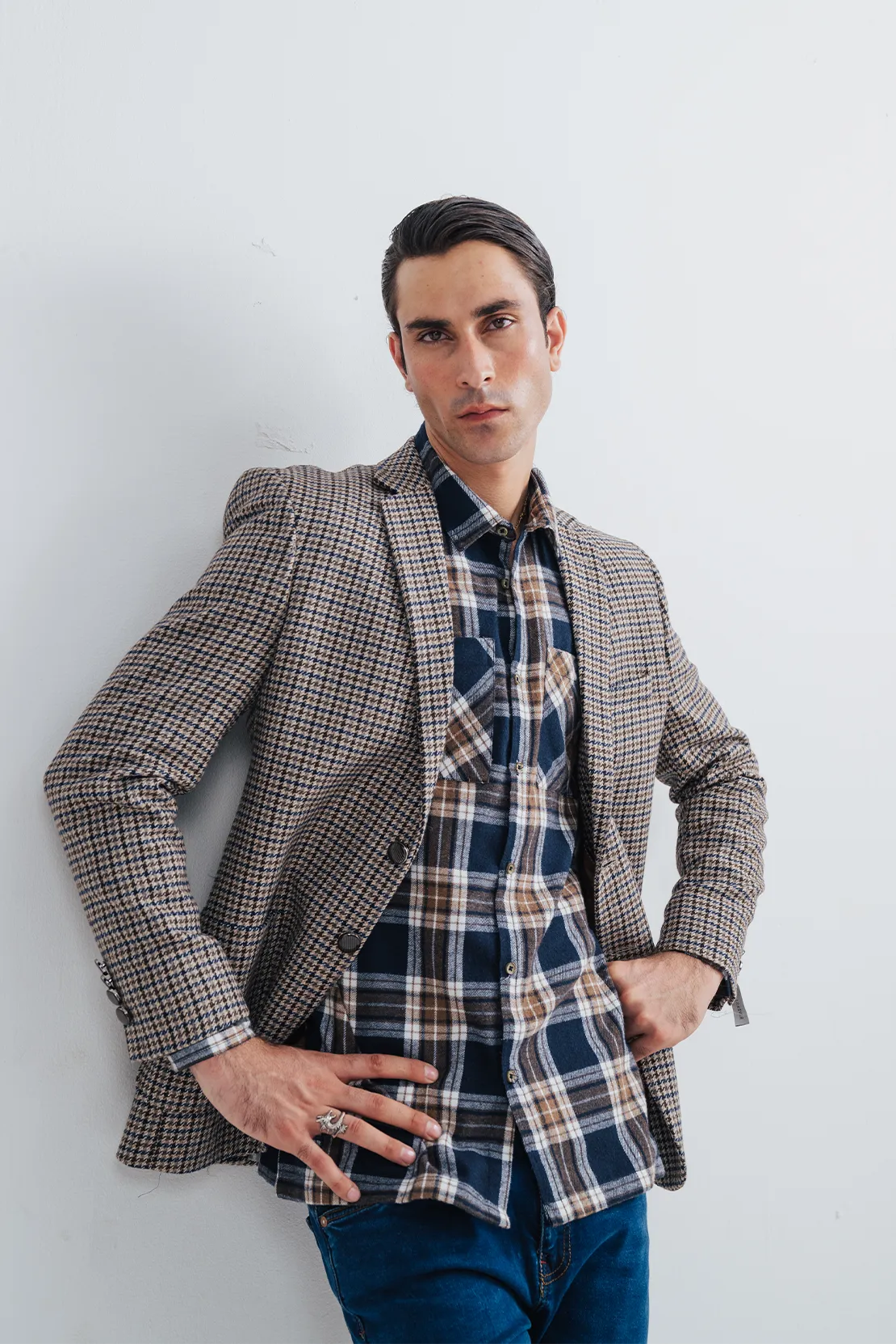Riversland Check Pattern Casual Coat