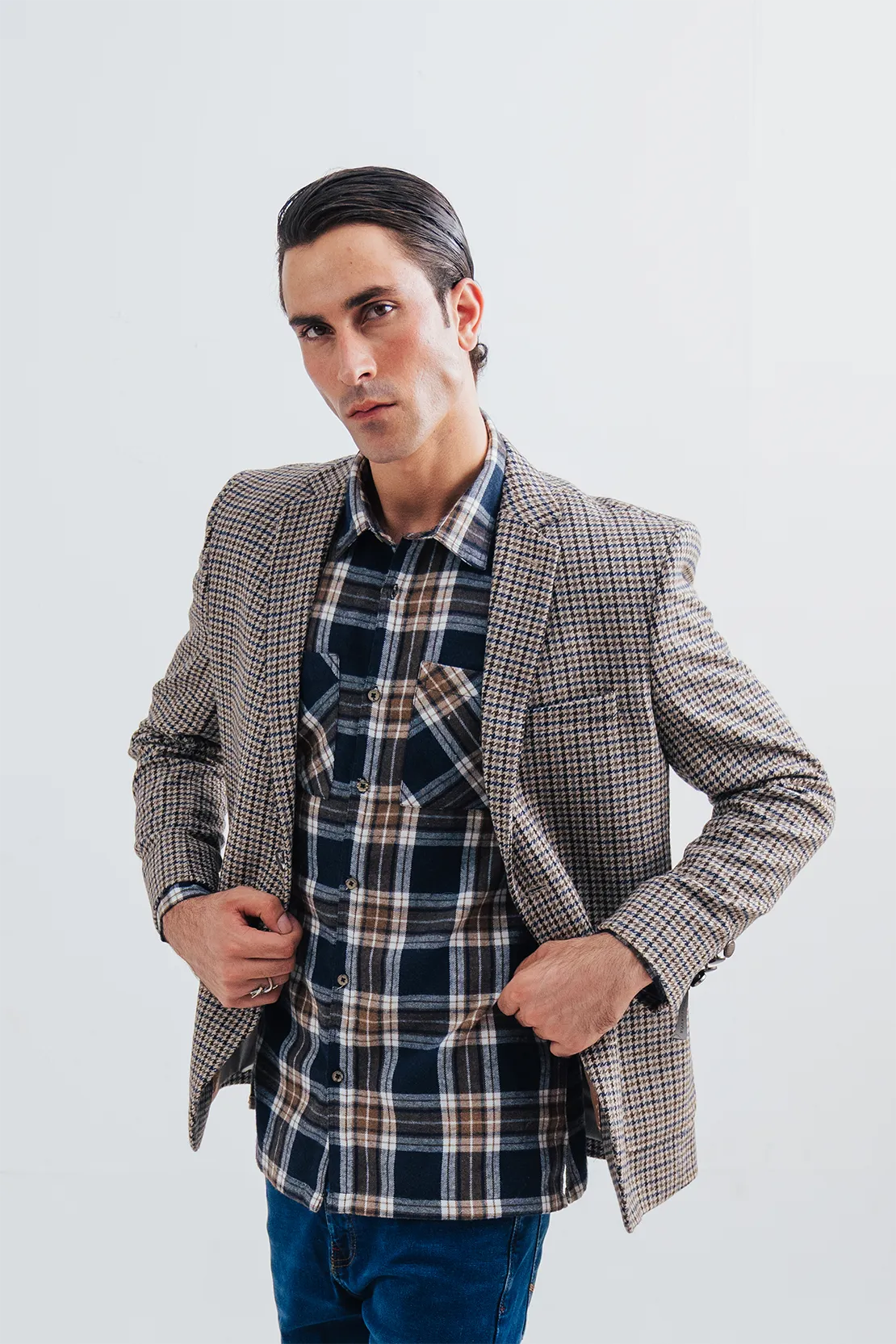 Riversland Check Pattern Casual Coat
