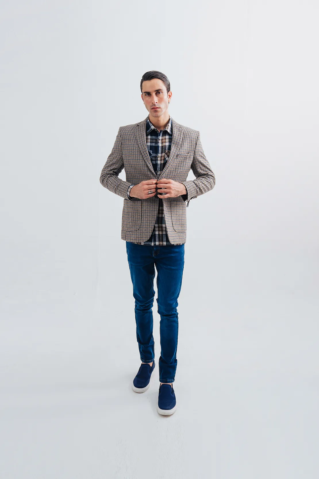Riversland Check Pattern Casual Coat