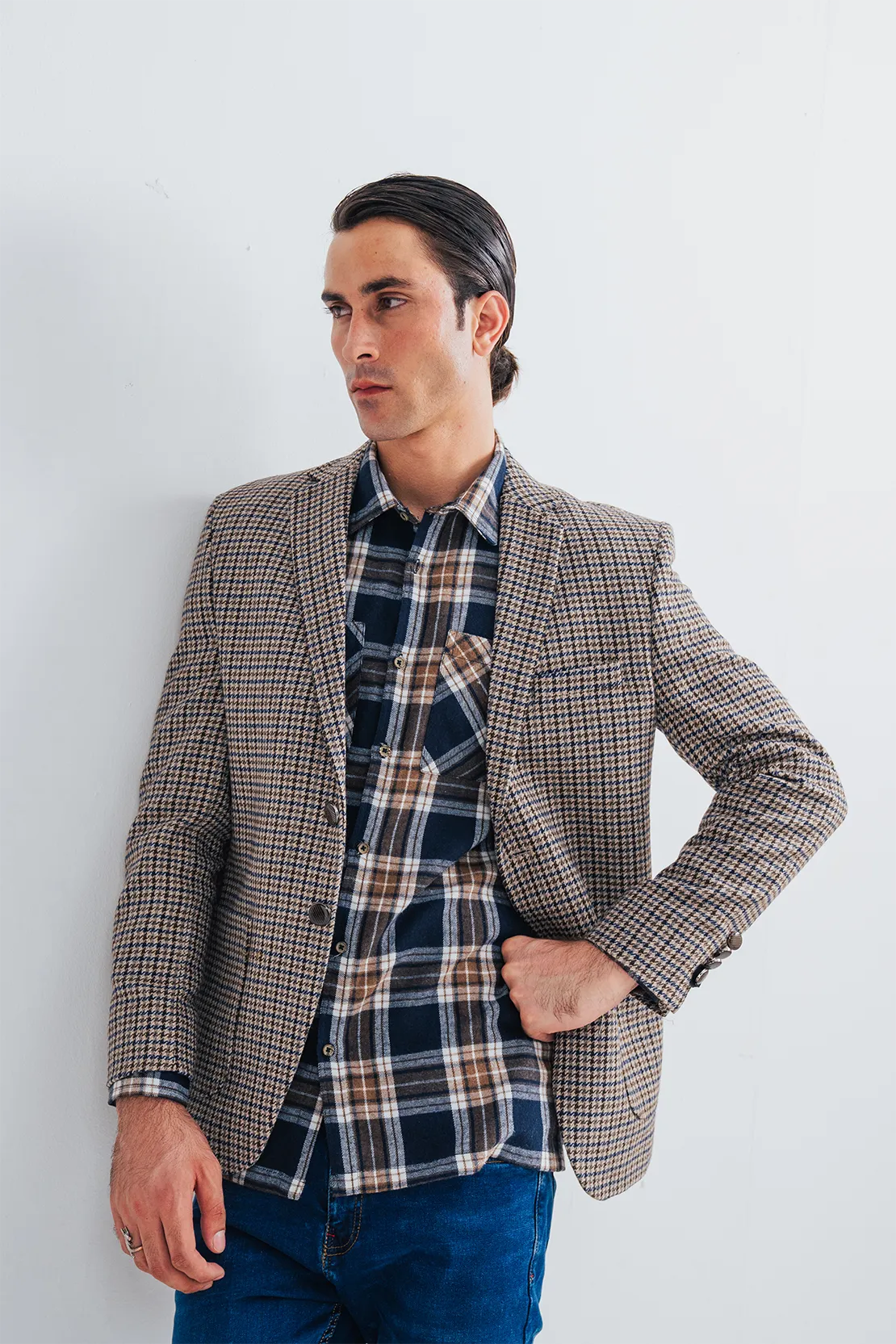 Riversland Check Pattern Casual Coat