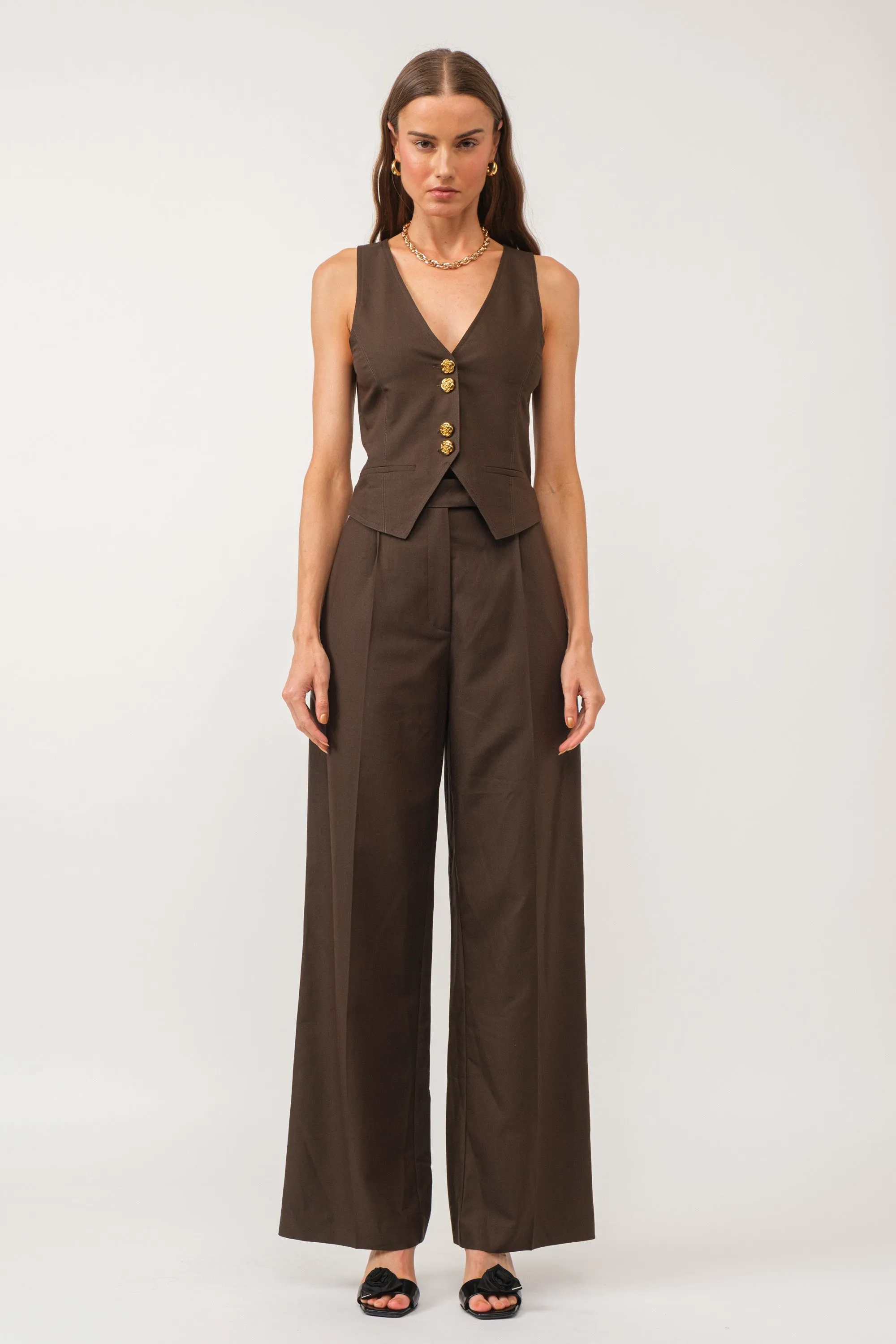 Rosette Olive Tailored Vest Top