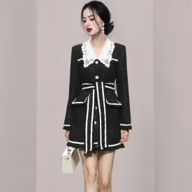 Silk Wool Lace Collar Coat