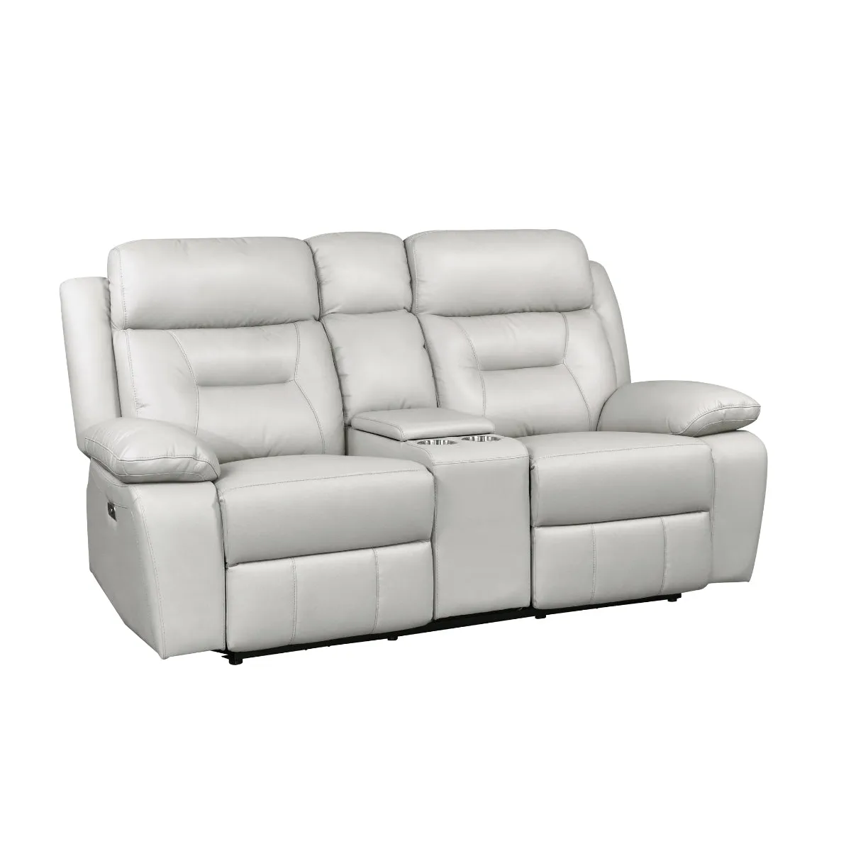 Silver Power Reclining Loveseat with USB Ports & Center Console