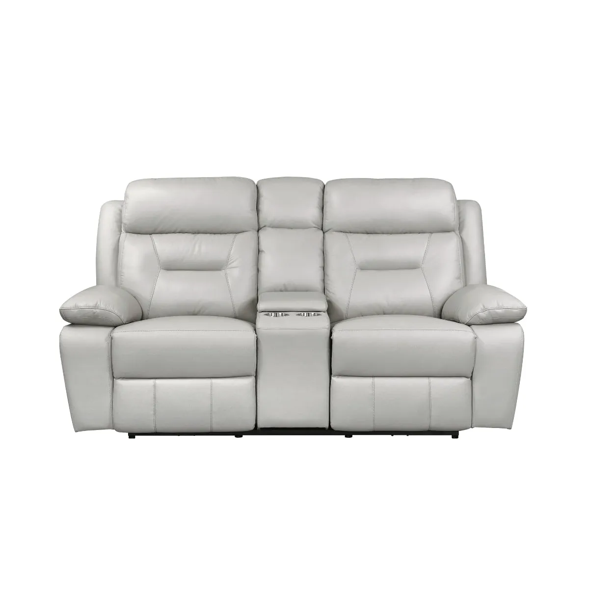 Silver Power Reclining Loveseat with USB Ports & Center Console
