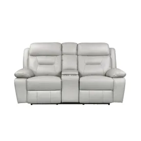 Silver Power Reclining Loveseat with USB Ports & Center Console