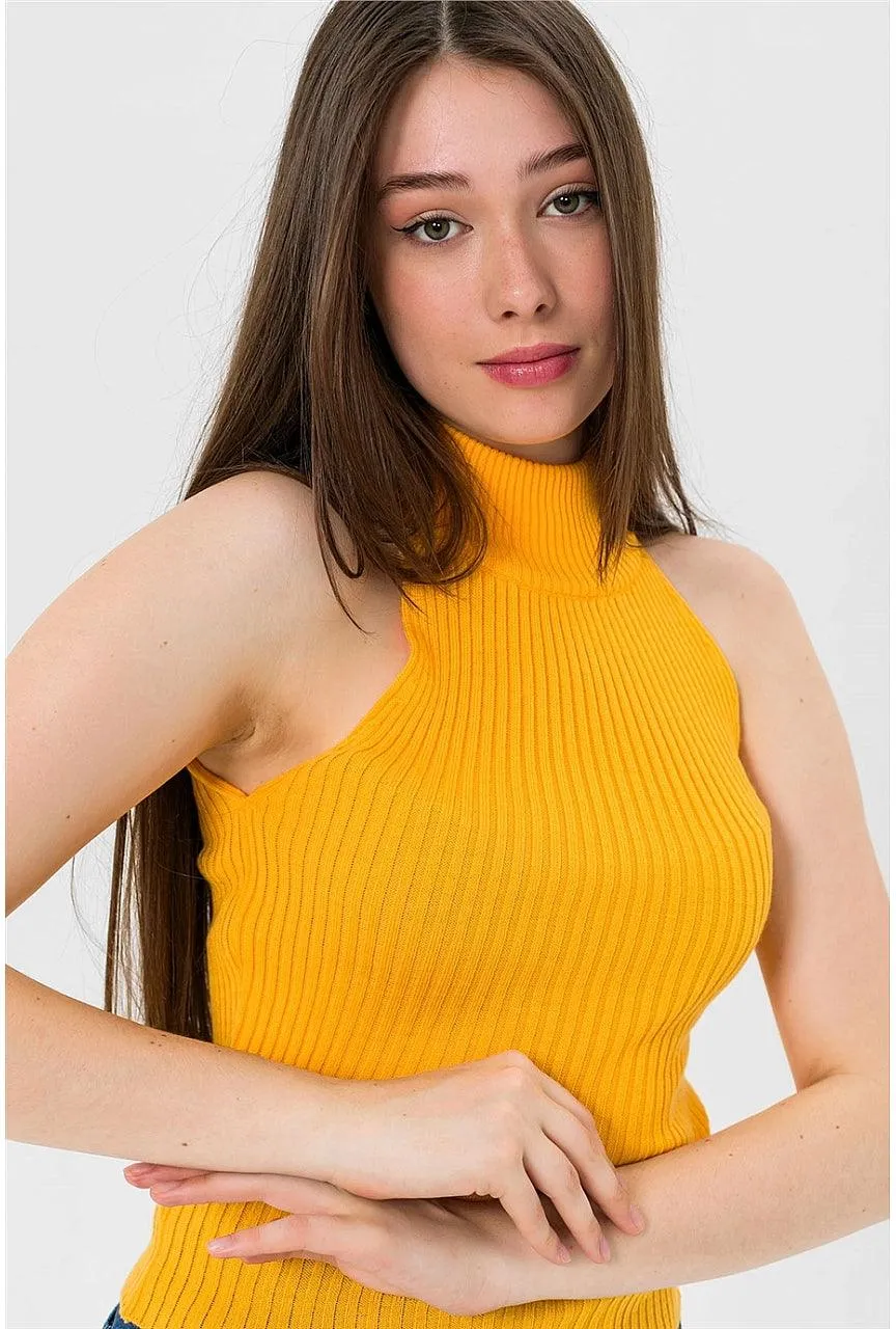 Sleeveless Turtleneck Knitted Cozy Tank Top Sweater