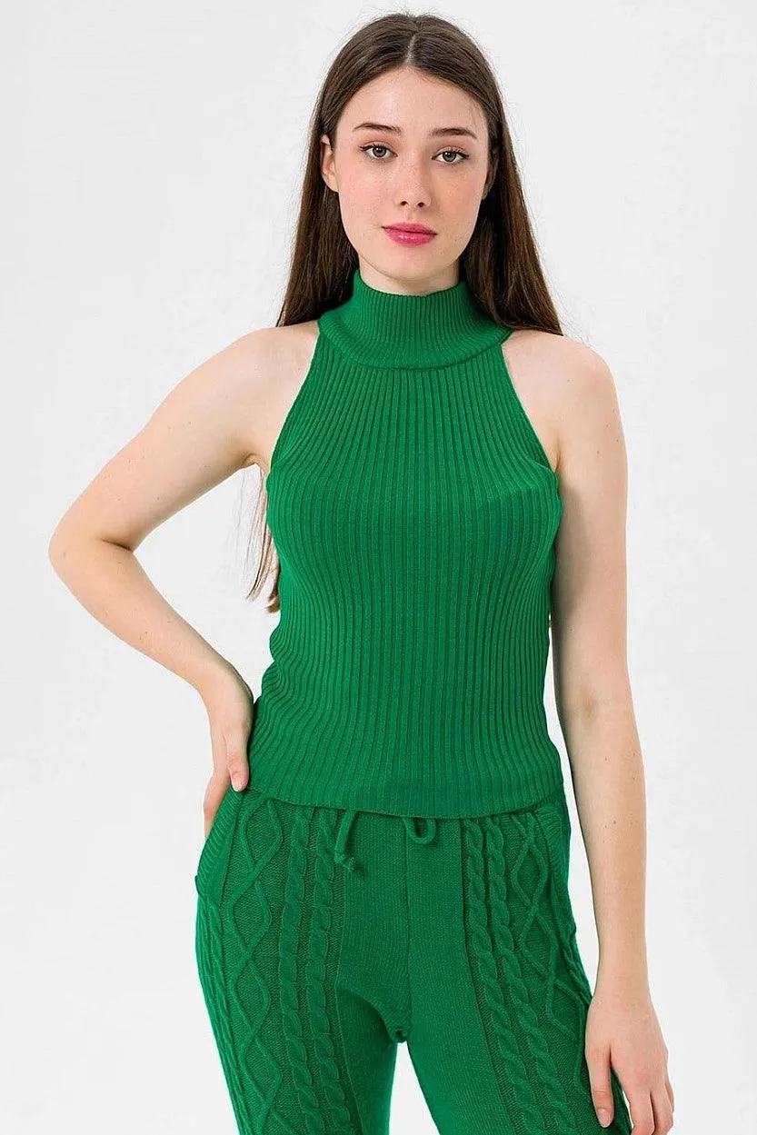 Sleeveless Turtleneck Knitted Cozy Tank Top Sweater