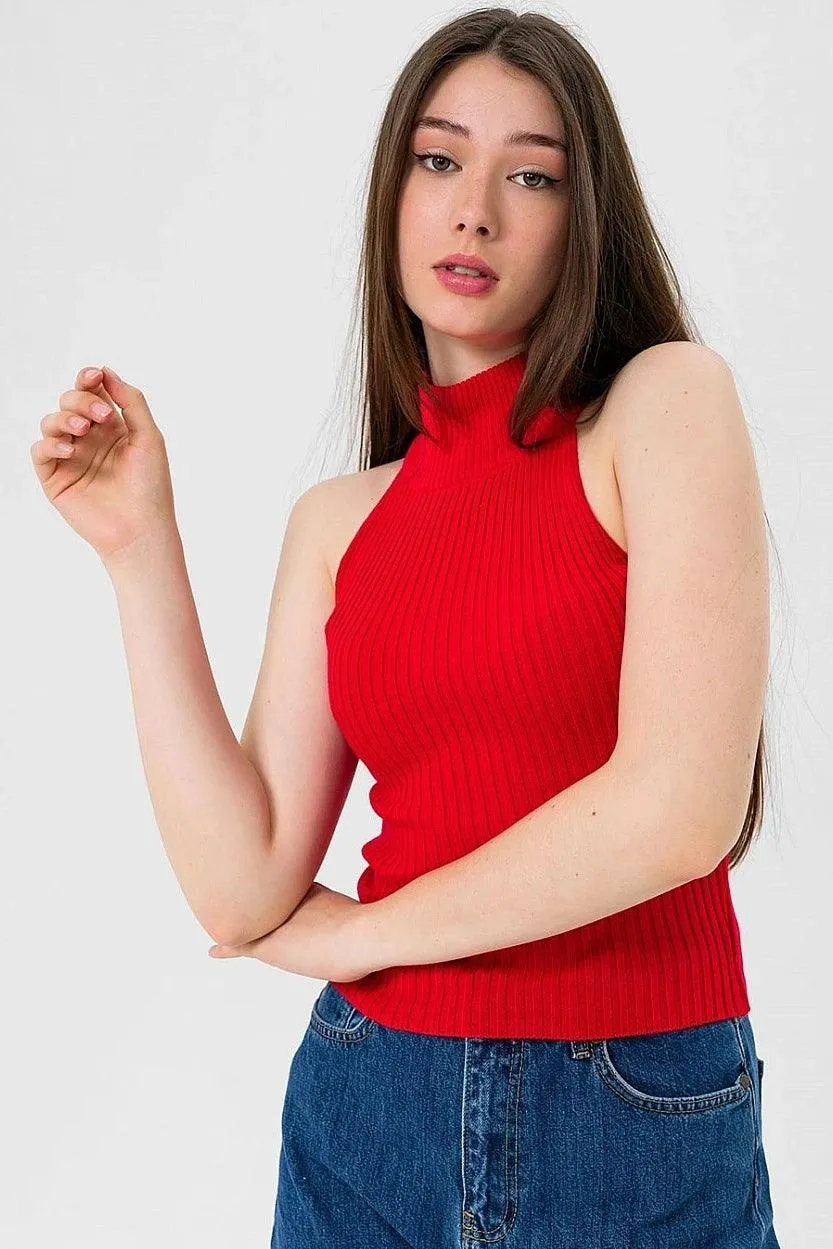 Sleeveless Turtleneck Knitted Cozy Tank Top Sweater