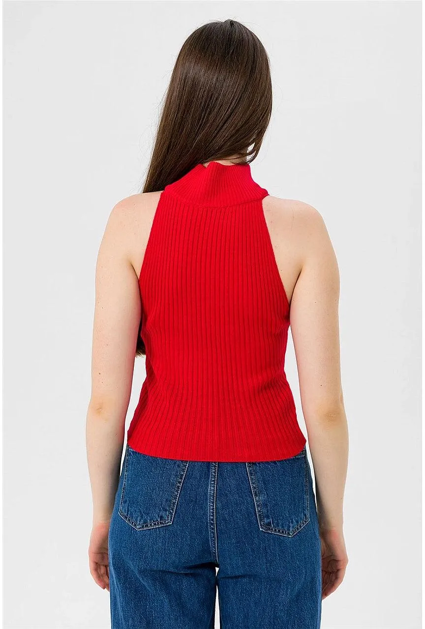 Sleeveless Turtleneck Knitted Cozy Tank Top Sweater