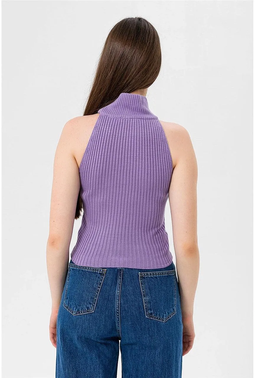 Sleeveless Turtleneck Knitted Cozy Tank Top Sweater