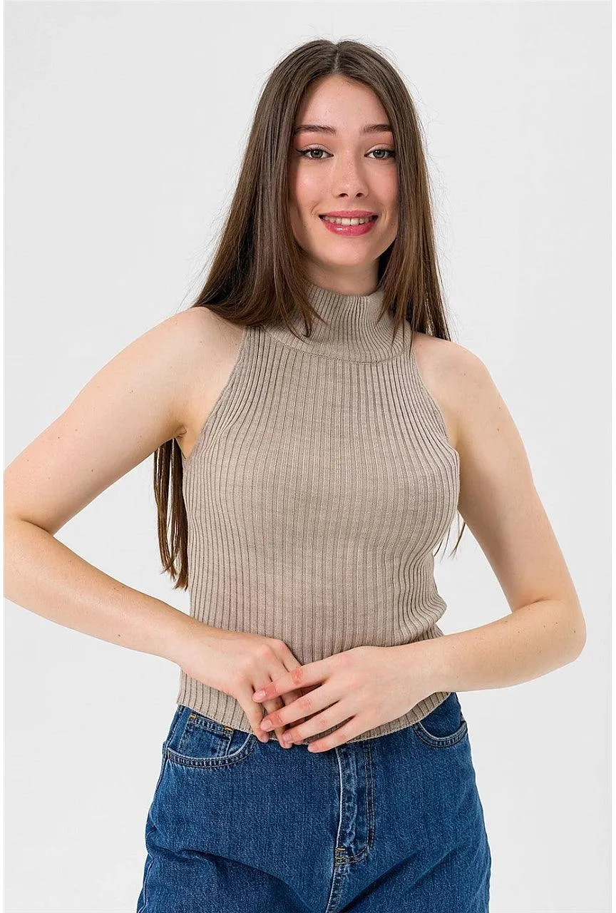 Sleeveless Turtleneck Knitted Cozy Tank Top Sweater