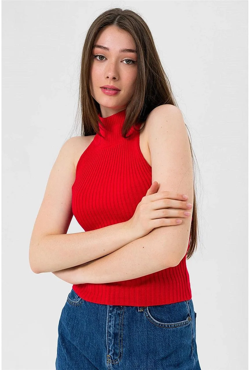 Sleeveless Turtleneck Knitted Cozy Tank Top Sweater