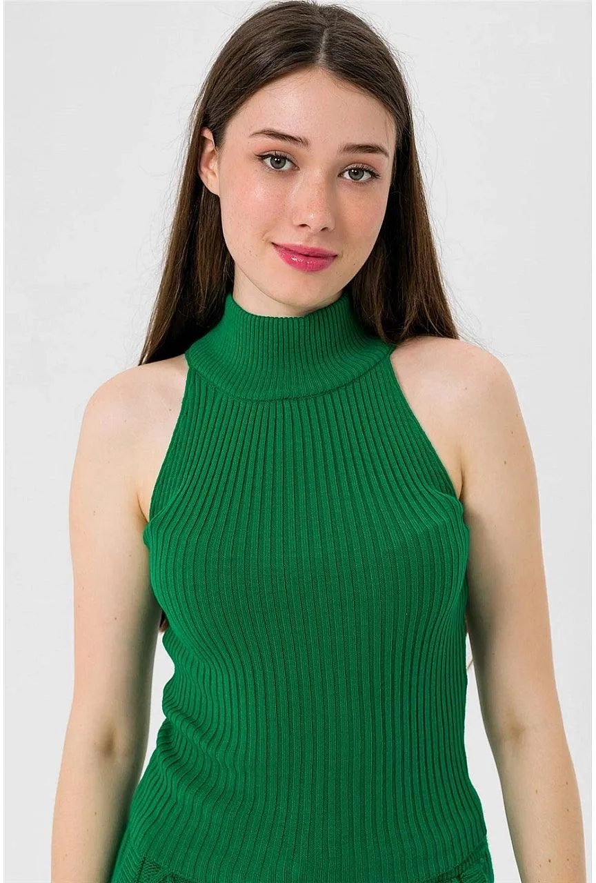 Sleeveless Turtleneck Knitted Cozy Tank Top Sweater
